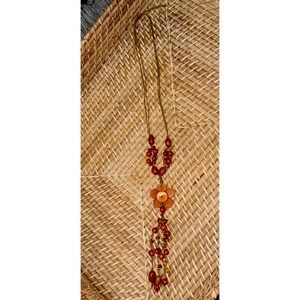 Natural Wooden Beaded Necklace‎ Layer Flower Hippie Ethnic Festival Flowers BOHO